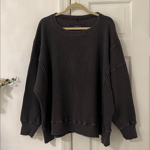 AE Big Hug Waffle Crew Neck Sweatshirt - Picture 3 of 14